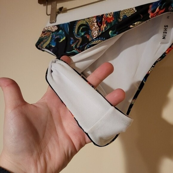 Shein Chinese Dragon Printed High Waisted Cheeky Bikini Swim Bottoms Size M - Picture 5 of 9